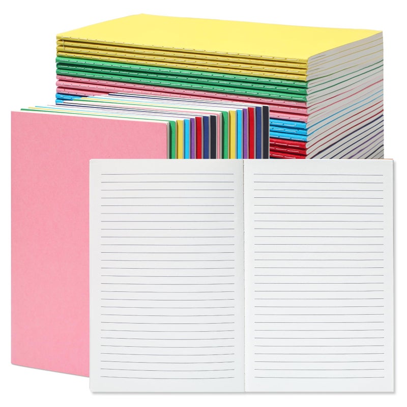 miikoul 48 Pack Colorful A5 Lined Notebook, 8.3x5.5 Inches A5 Small Journals Bulk for Travelers, 60 Pages/30 Sheets College Ruled Subject Notebooks 80 GSM for Students Traveler School Office Supplies - Image 1